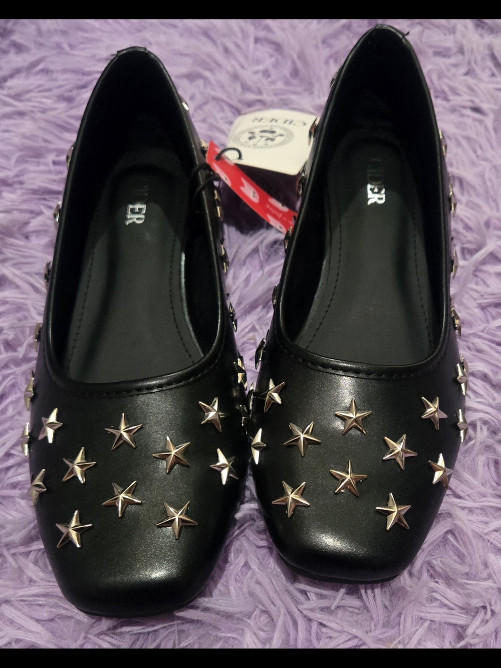 Cider Black Star-Studded Flats